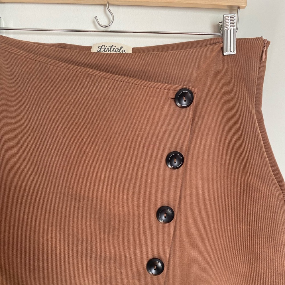 Chocolate brown mini skirt with front buttons